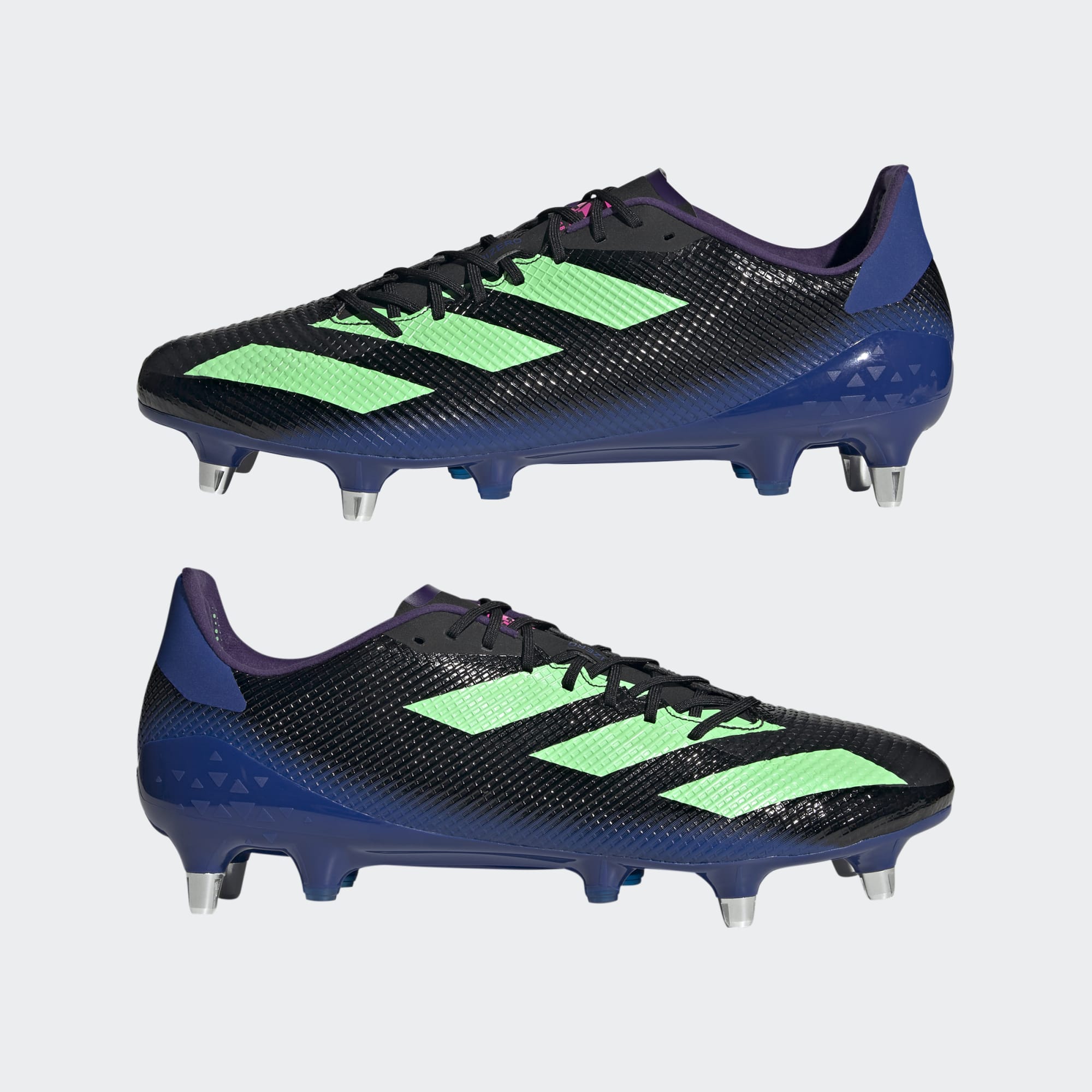Adidas Unisex Rugby Adizero RS7 SG Boots In Core Black / Beam Green / Team Shock Pink