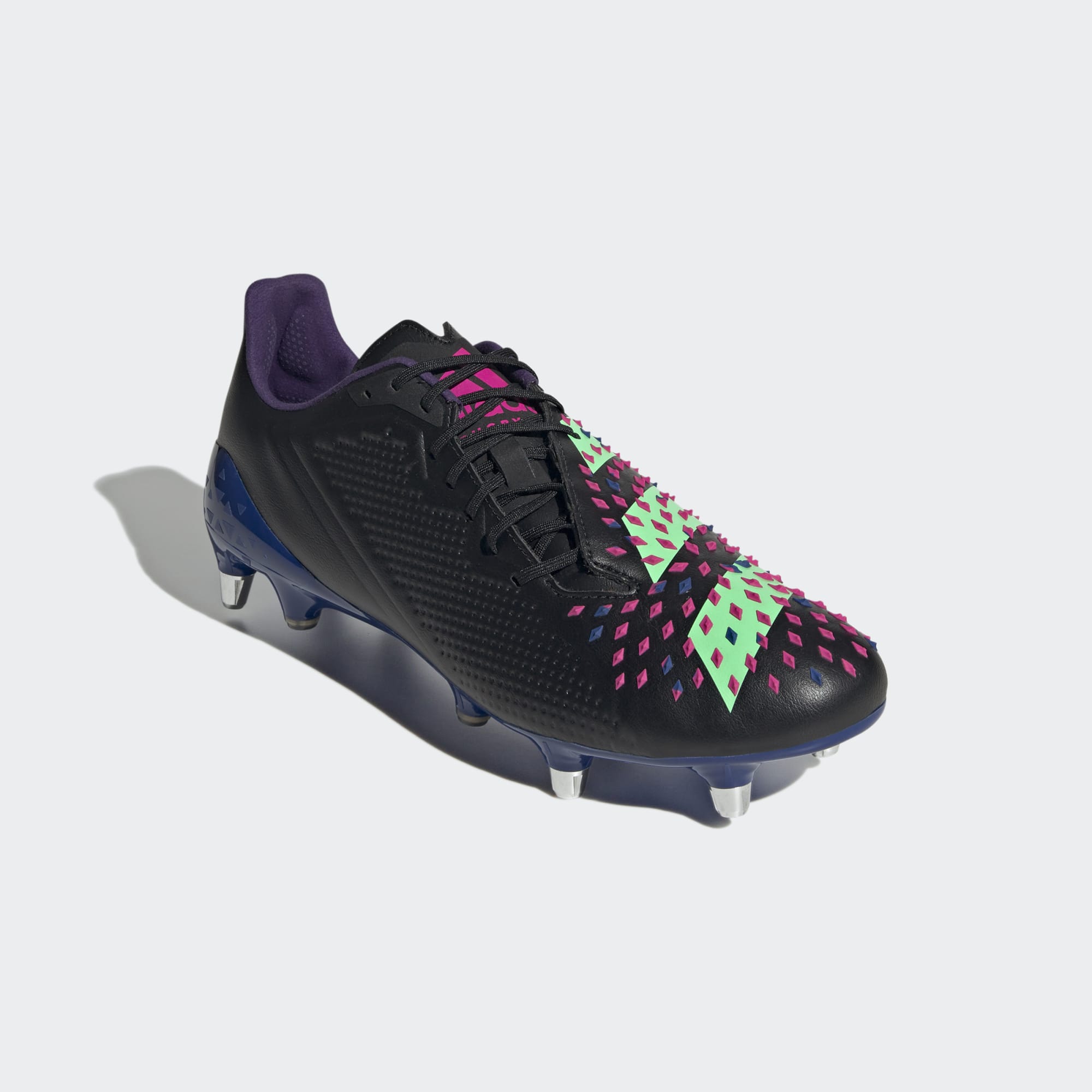 Adidas Unisex Rugby Boots Predator Malice SG Shoes In Core Black / Beam Green / Team Shock Pink