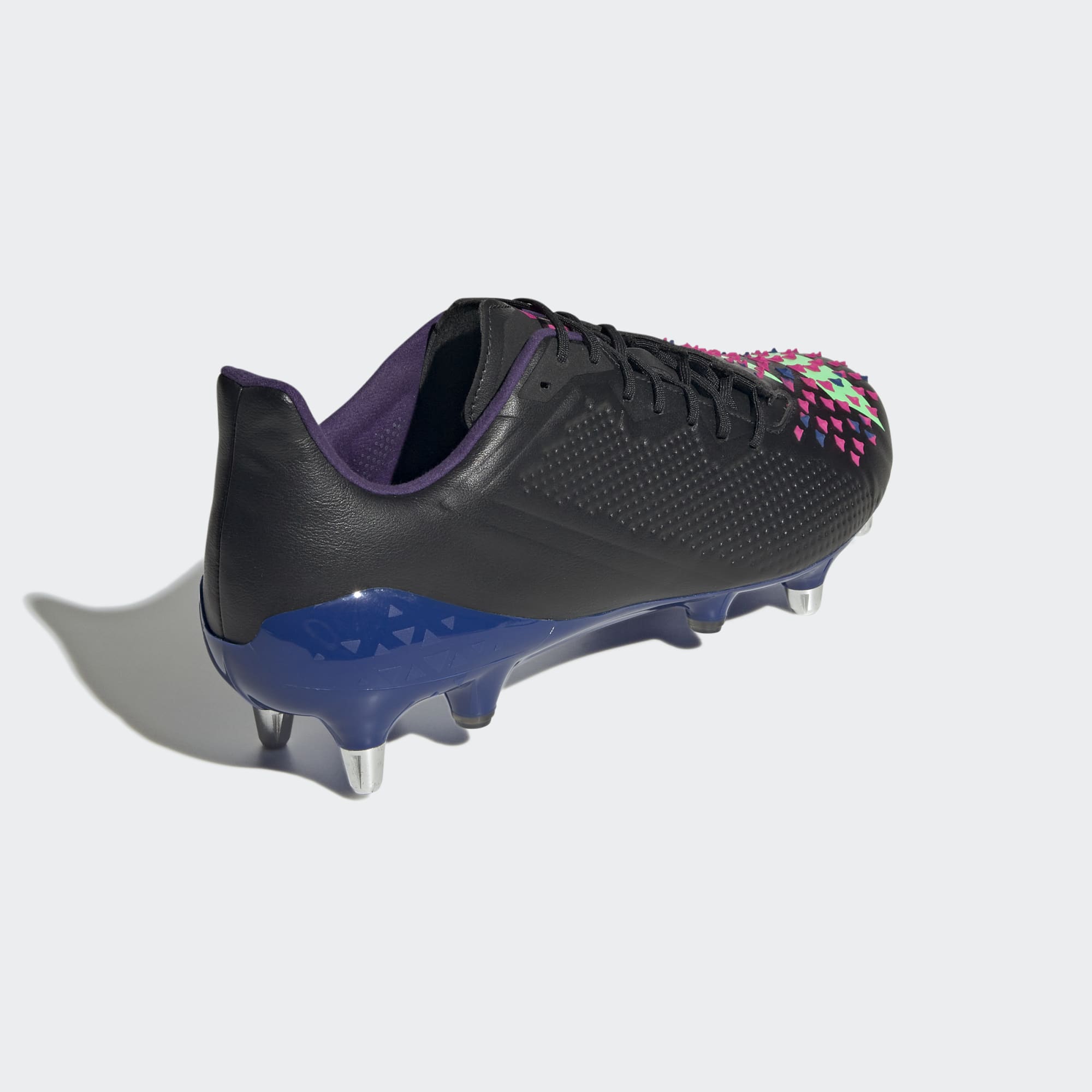 Adidas Unisex Rugby Boots Predator Malice SG Shoes In Core Black / Beam Green / Team Shock Pink