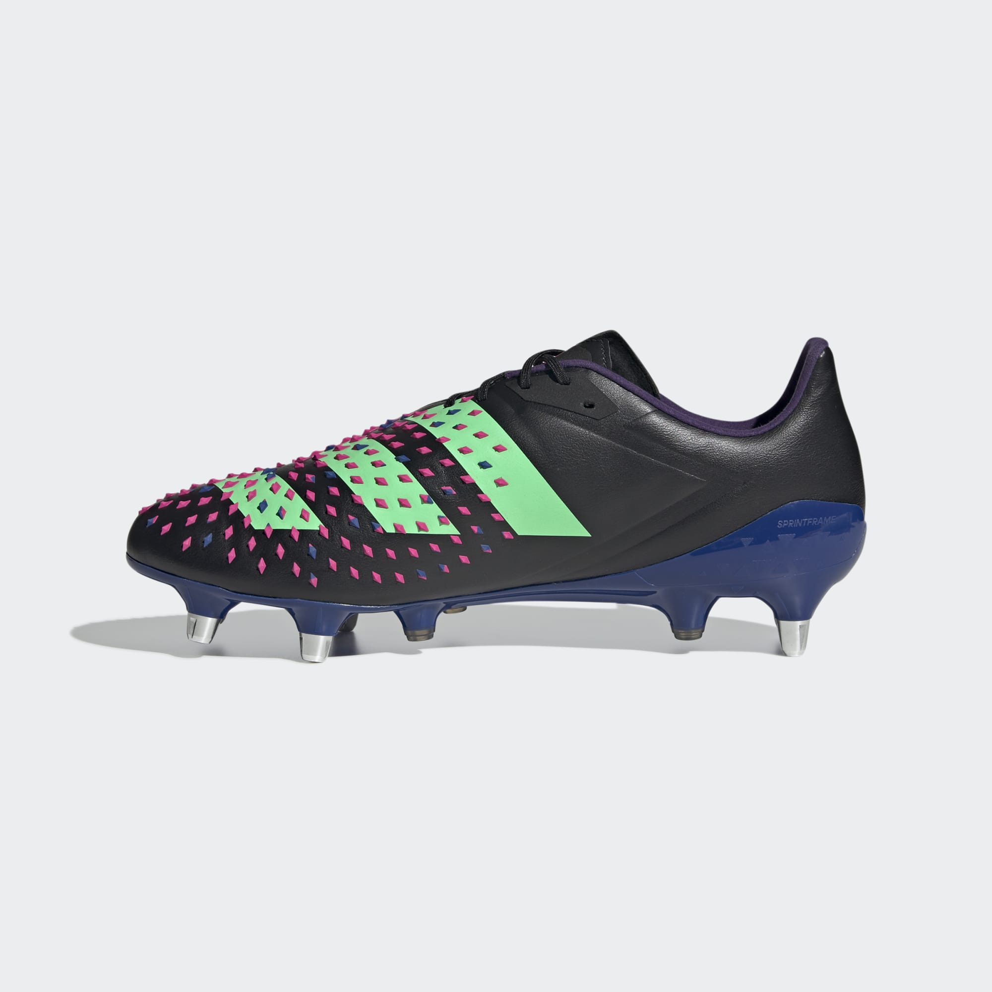 Adidas Unisex Rugby Boots Predator Malice SG Shoes In Core Black / Beam Green / Team Shock Pink