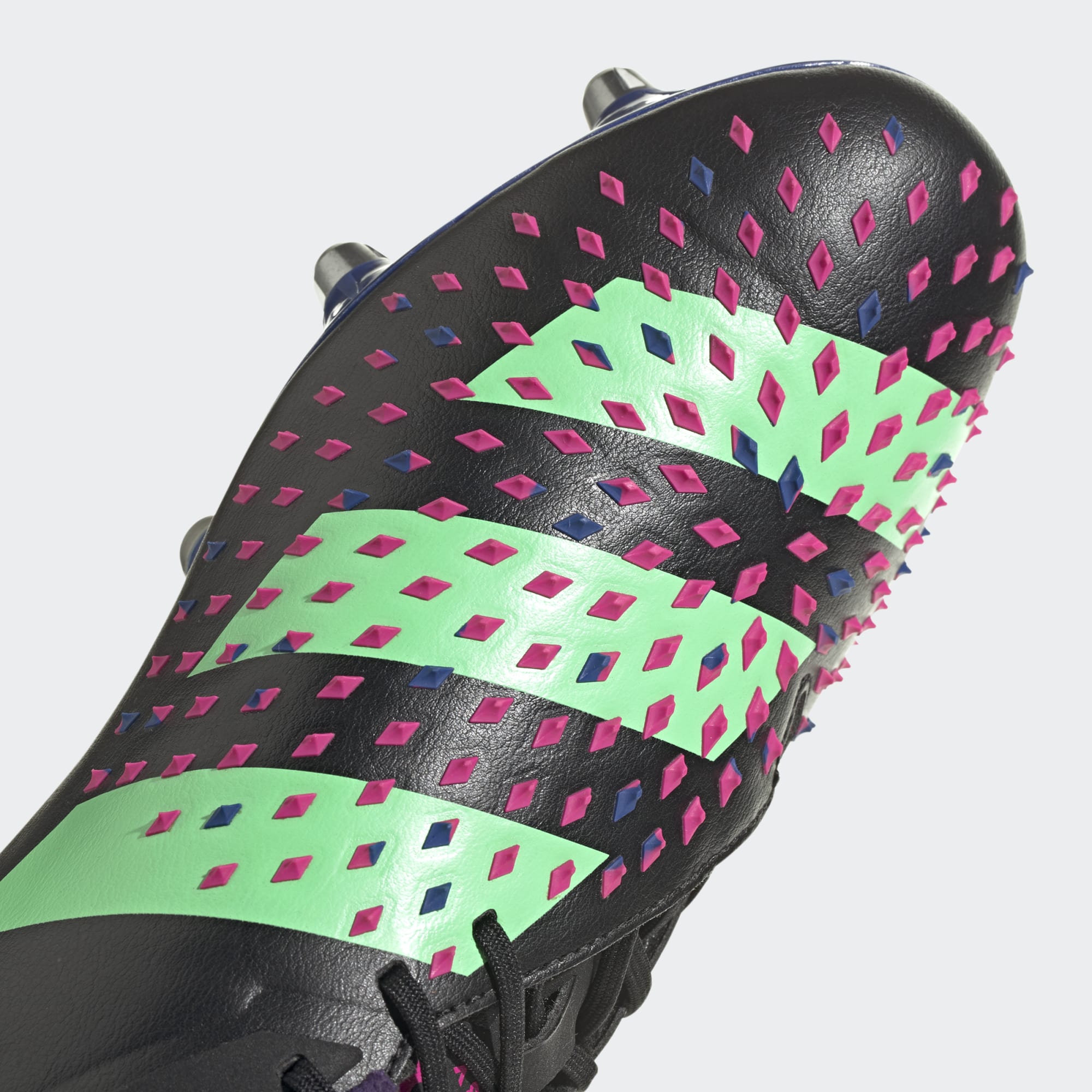 Adidas Unisex Rugby Boots Predator Malice SG Shoes In Core Black / Beam Green / Team Shock Pink