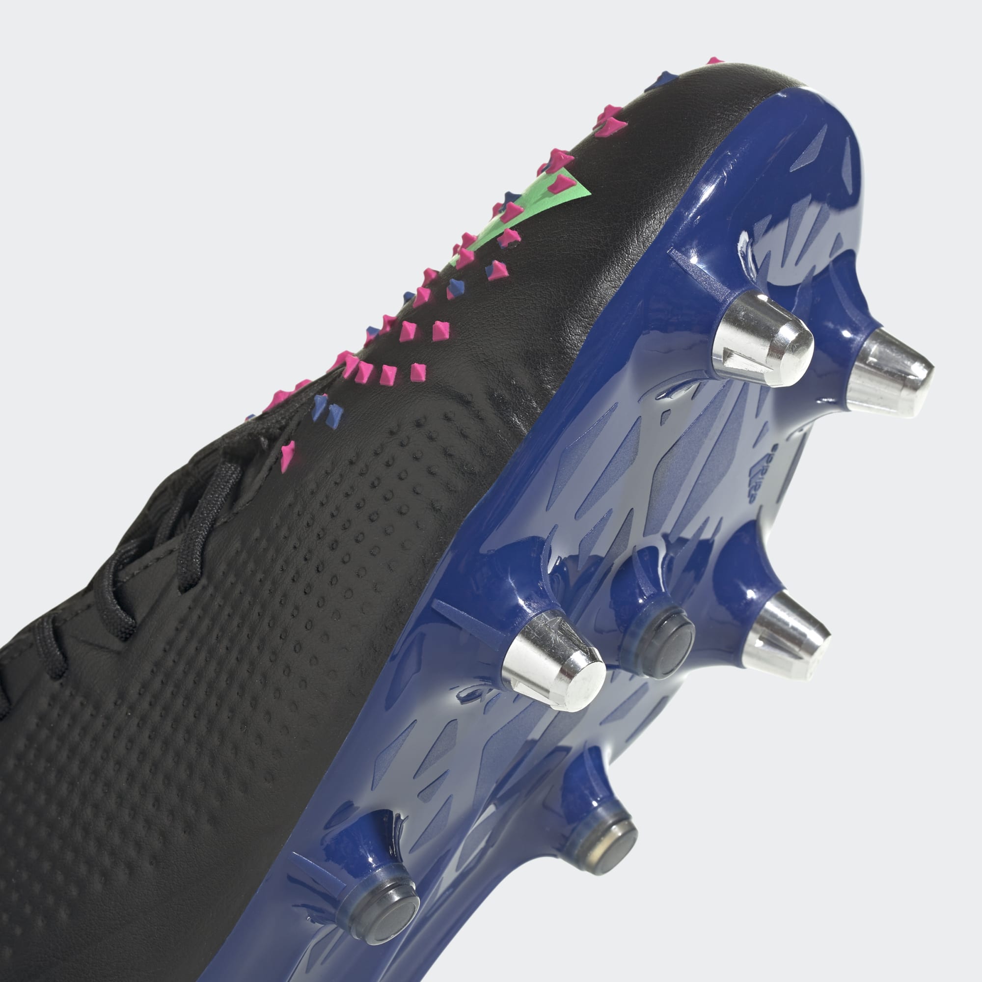 Adidas Unisex Rugby Boots Predator Malice SG Shoes In Core Black / Beam Green / Team Shock Pink