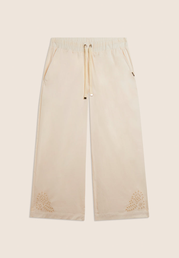 Freddy Womens Knitted Cropped Trouser In Whitecup Gray