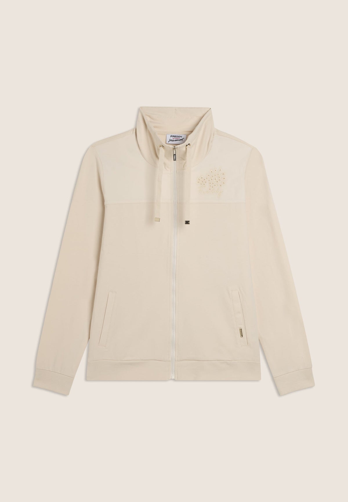 Freddy Womens Knitted Full Zip Sweatshirt In Whitecup Gray