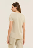 Freddy Womens Knitted Short Sleeves T-Shirt Embroidery In Whitecup Gray