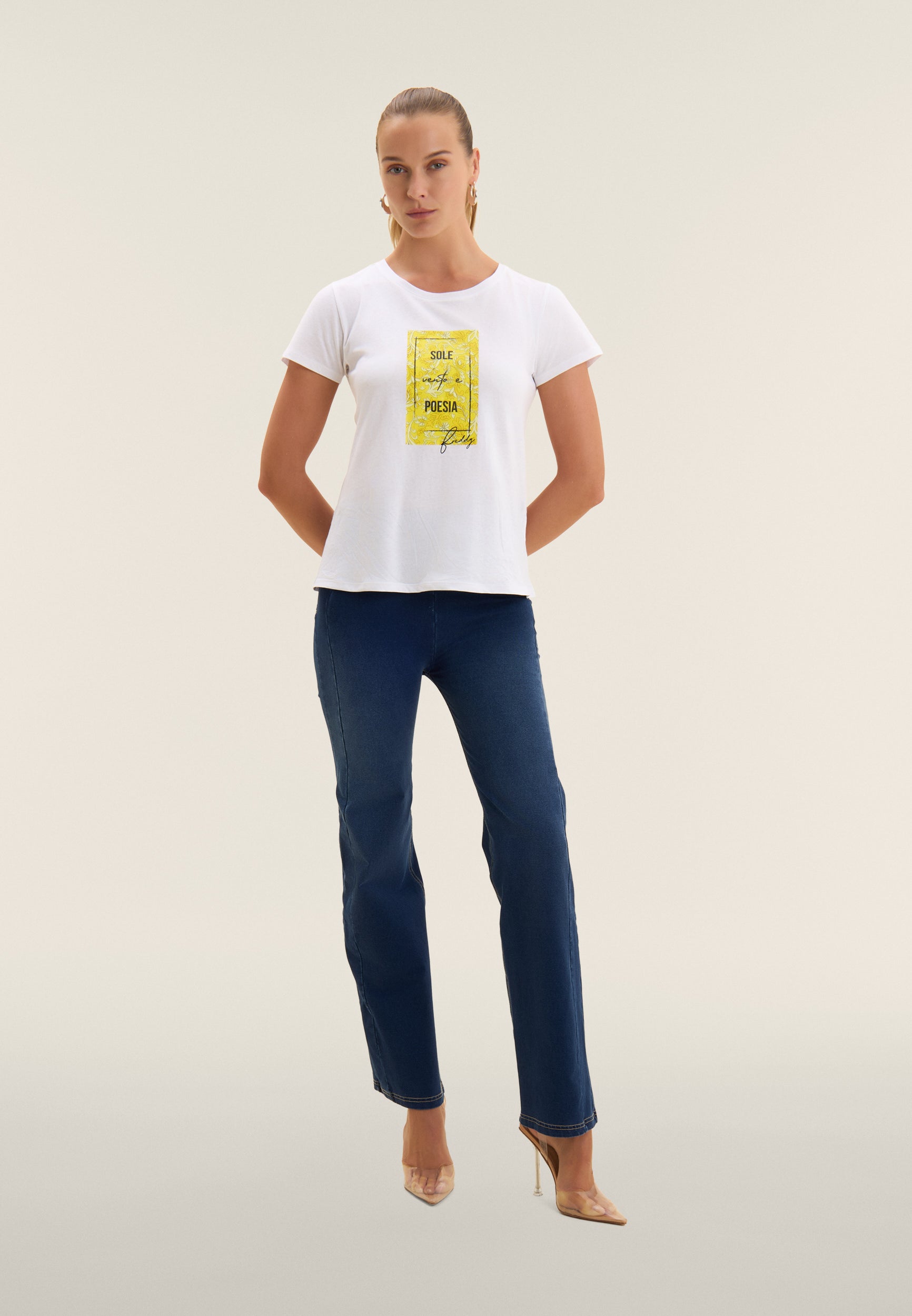 Freddy Womens Knitted Short Sleeves T-Shirt Floral Print In White/Yellow