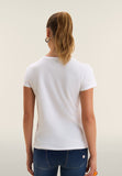 Freddy Womens Knitted Short Sleeves T-Shirt Floral Print In White/Yellow