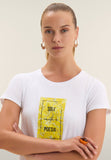 Freddy Womens Knitted Short Sleeves T-Shirt Floral Print In White/Yellow