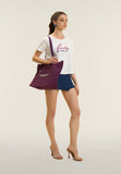 Freddy Womens Knitted Short Sleeves T-Shirt Floral Logo In White/Fuchsia