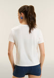 Freddy Womens Knitted Short Sleeves T-Shirt Floral Logo In White/Fuchsia