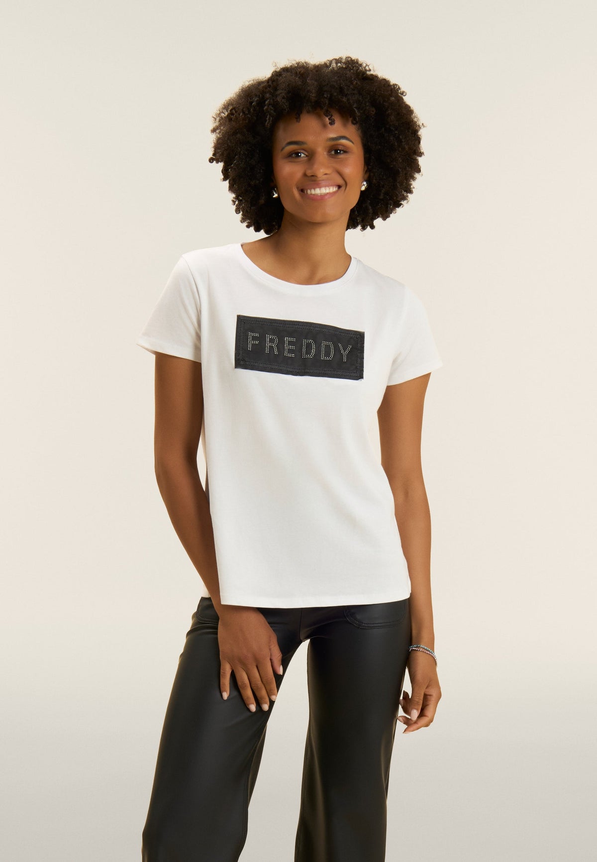 Freddy Womens Knitted Short Sleeves T-Shirt In White