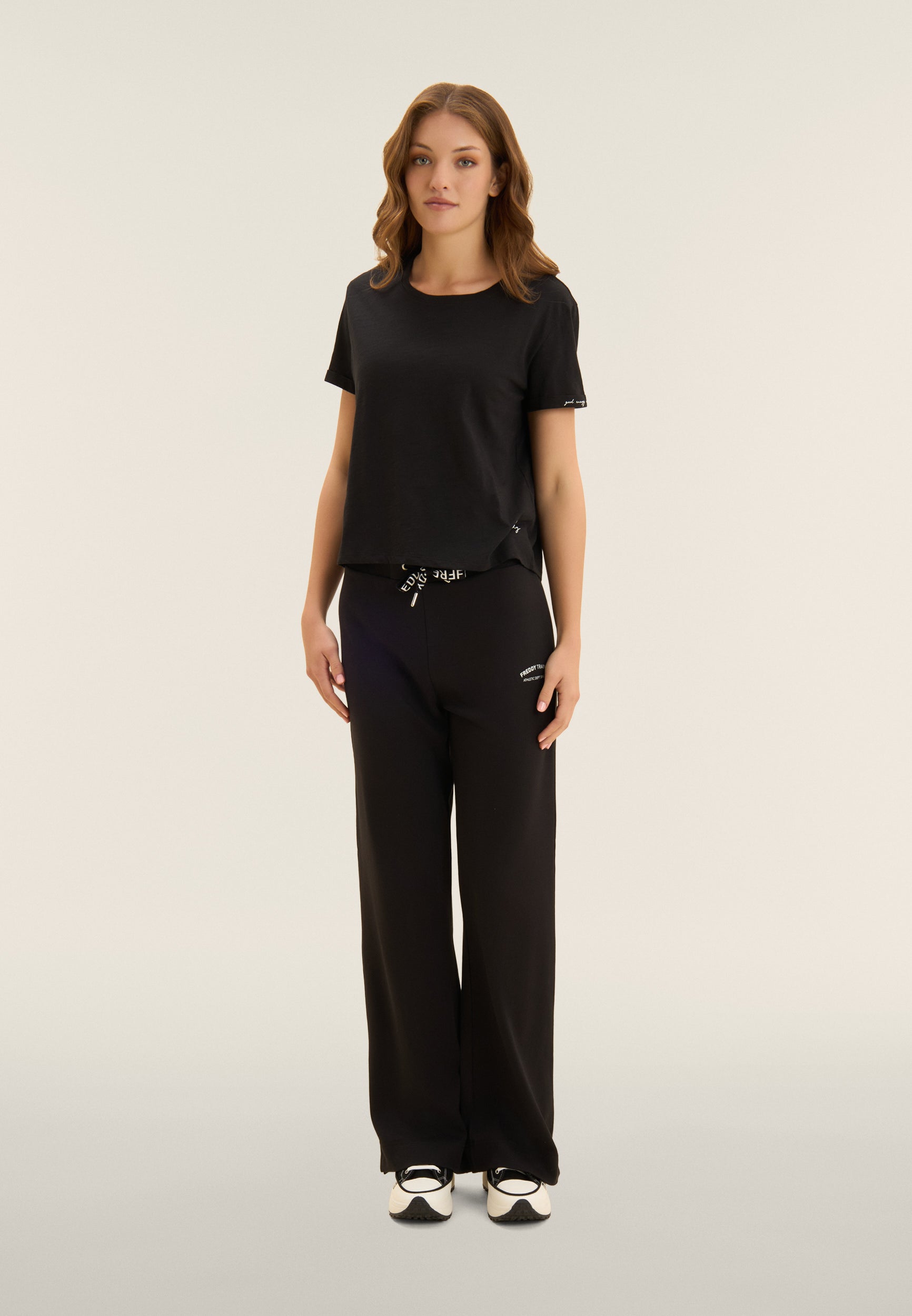 Freddy Womens Knitted Cropped T-Shirt In Black