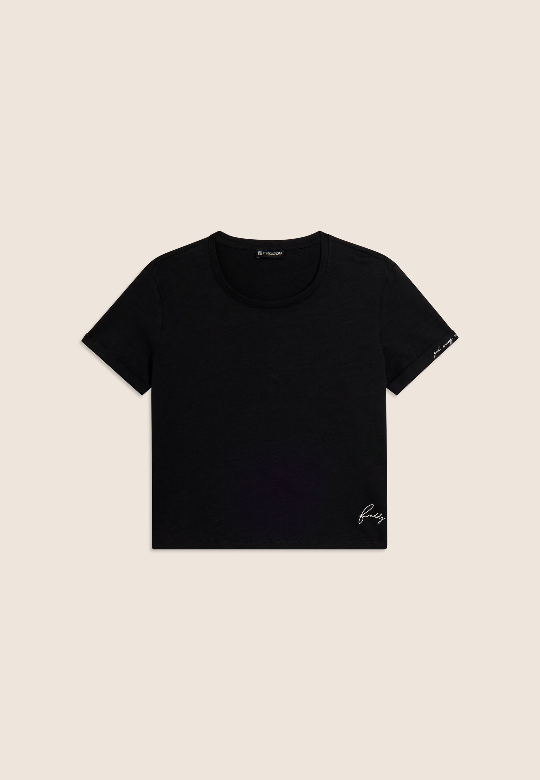 Freddy Womens Knitted Cropped T-Shirt In Black