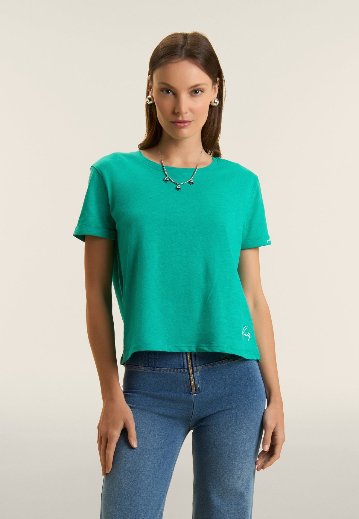 Freddy Womens Knitted Cropped T-Shirt In Spectra Green