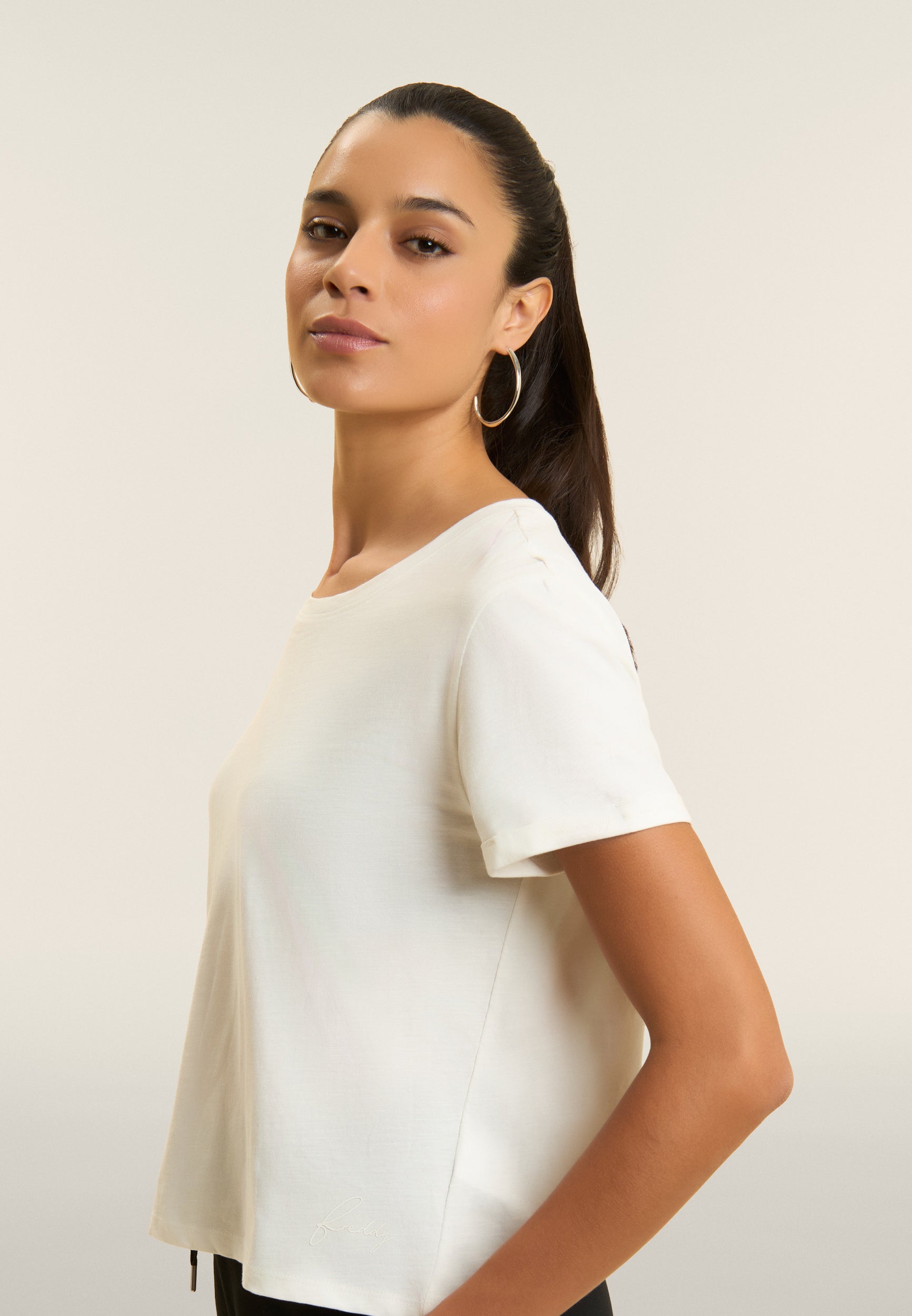 Freddy Womens Knitted Cropped T-Shirt In Egret