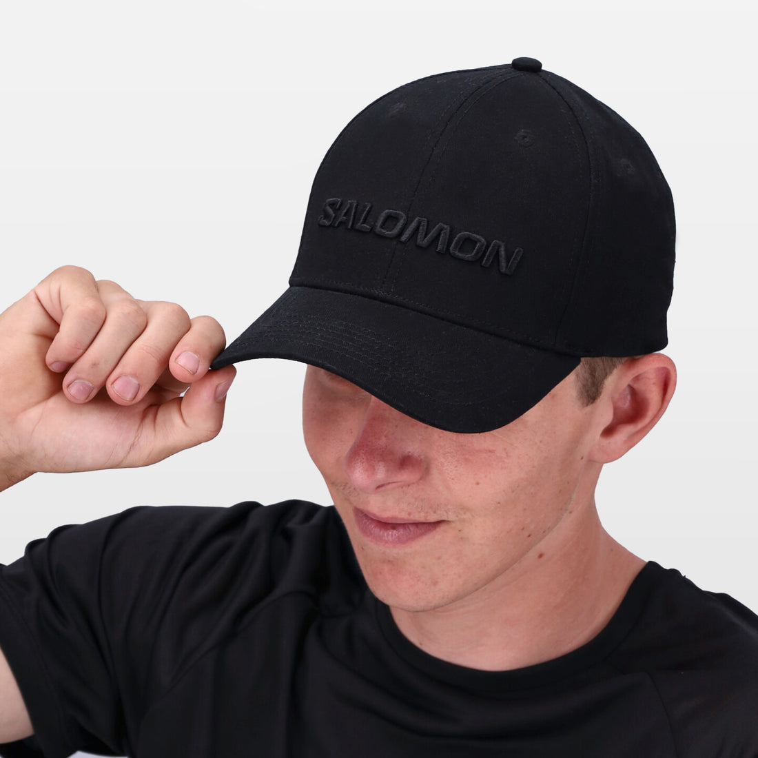 Salomon Unisex Adjustable Embroided Cap In Black