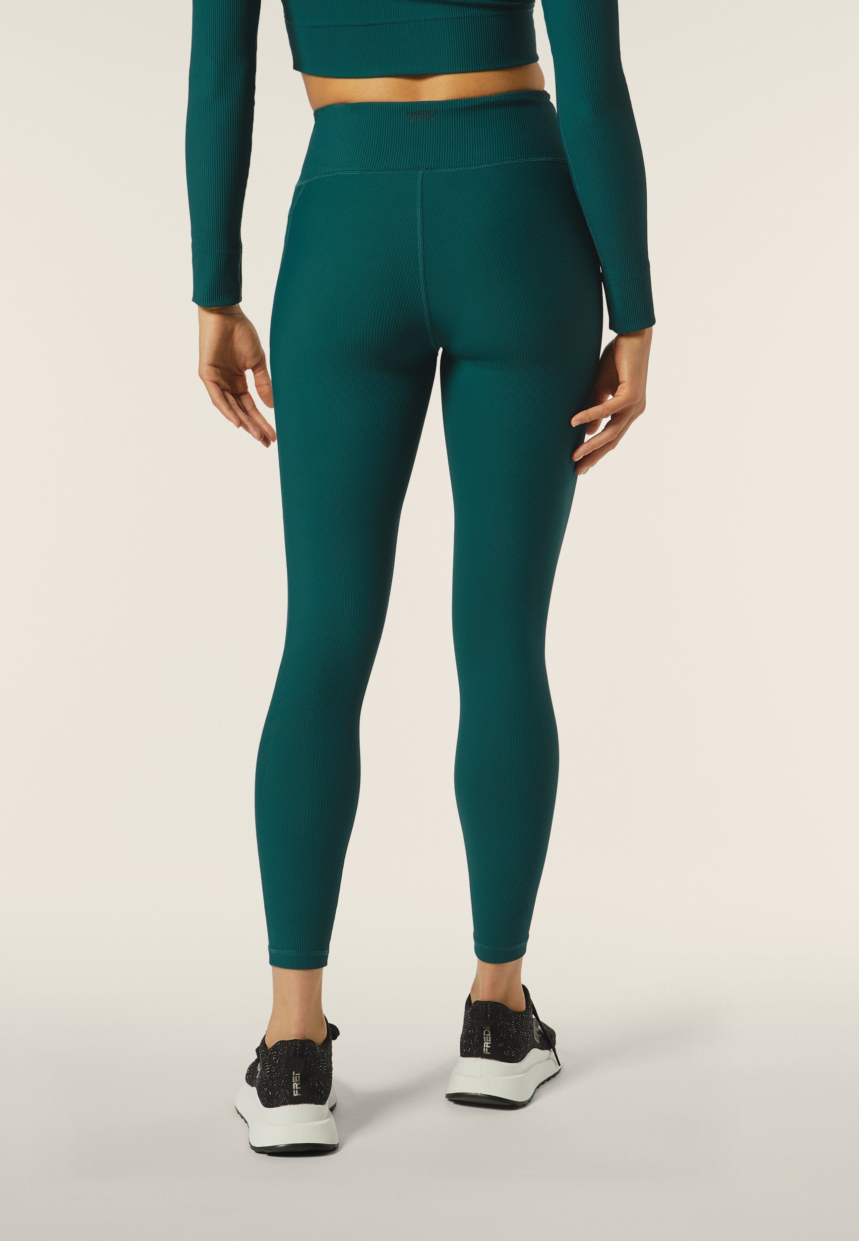 Freddy Womens Knitted 7/8 Leggings High Waisted In Dark Sea
