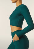 Freddy Womens Knitted 7/8 Leggings High Waisted In Dark Sea