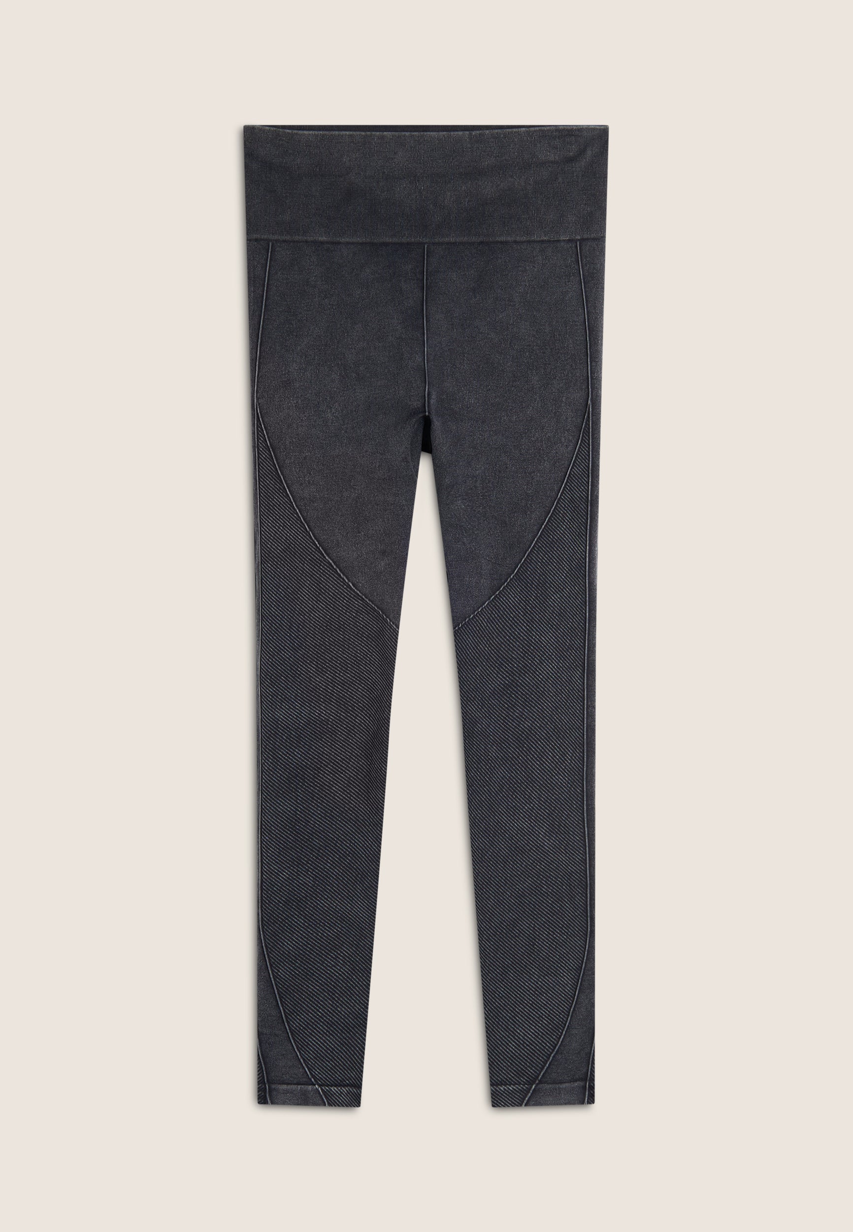 Freddy Womens Knitted Seamless 7/8 Leggings High Waist In Black Indigo