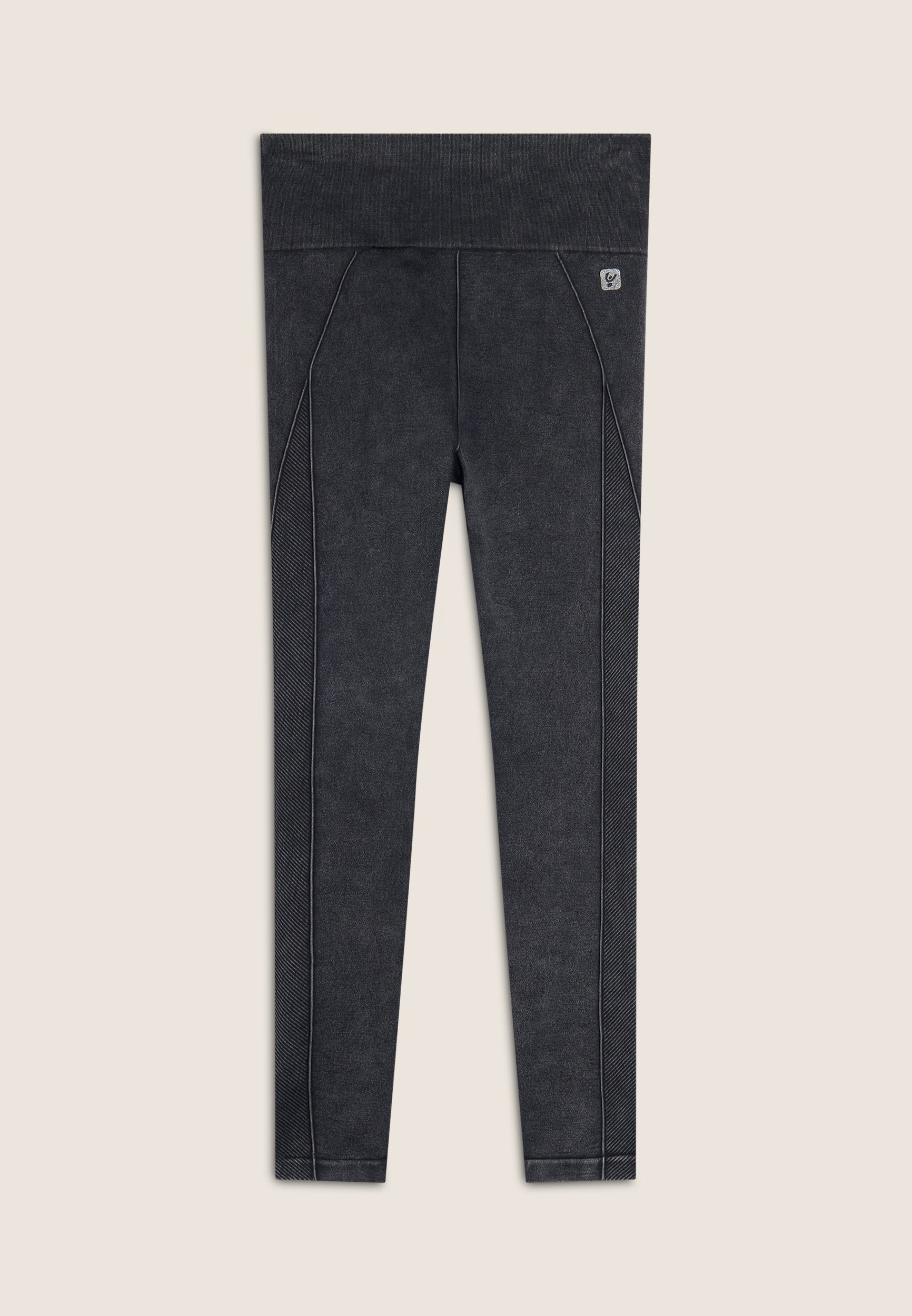 Freddy Womens Knitted Seamless 7/8 Leggings High Waist In Black Indigo