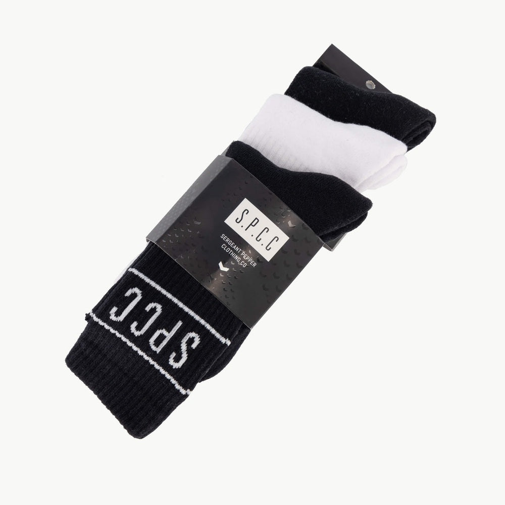 S.P.C.C Mens Declen 3 Pack Crew Socks In Black/White