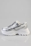 Sissy Boy Womens Chunky Sneaker With Bow And Flower In Silver