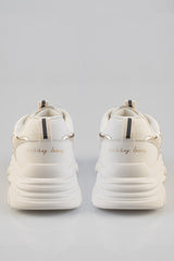 Sissy Boy Womens Chunky Sneaker With Gillter Detail In Cream And Gold