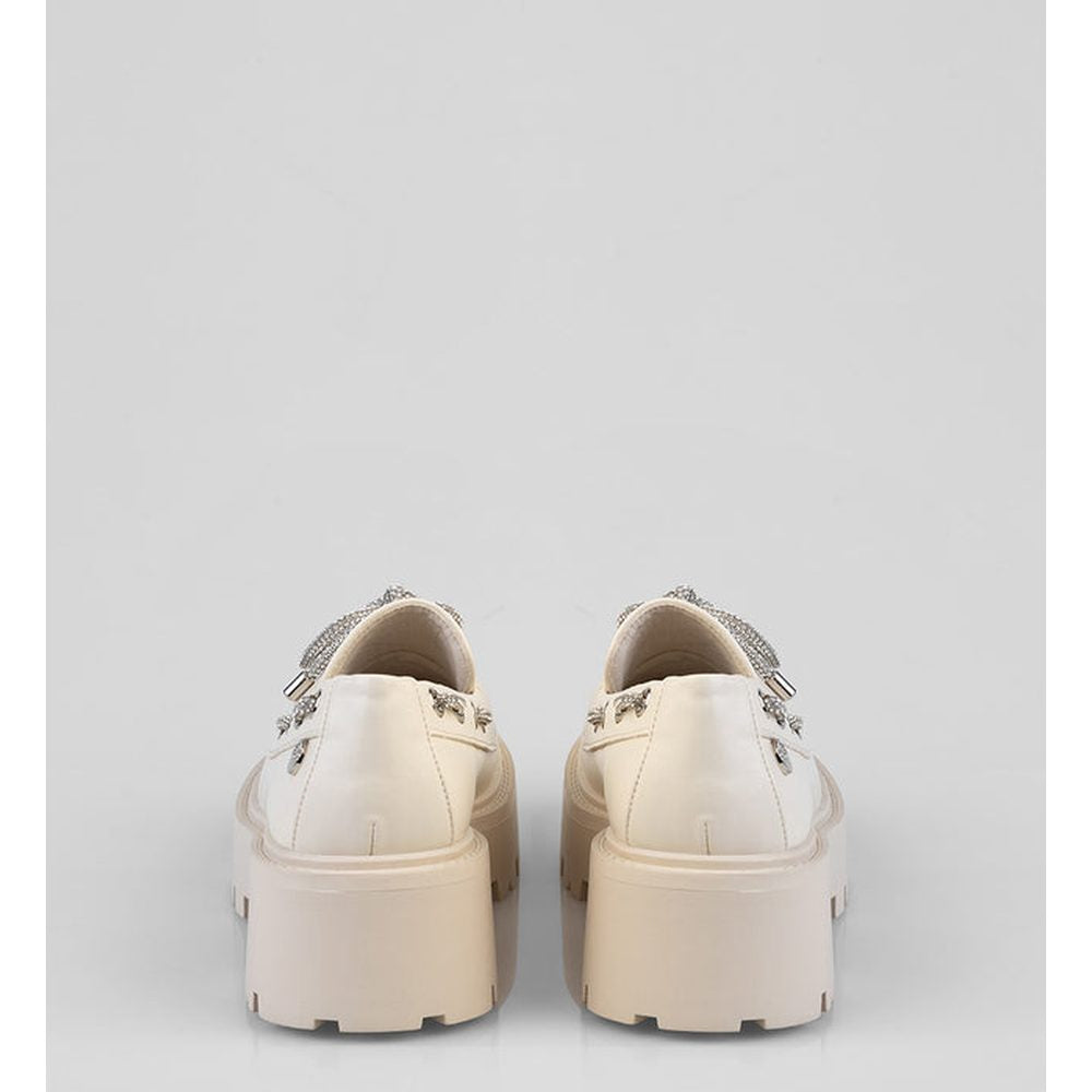 Sissy Boy Ladies Boat Shoe with Bling Shoe Laces In Cream