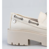 Sissy Boy Ladies Boat Shoe with Bling Shoe Laces In Cream
