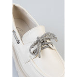 Sissy Boy Ladies Boat Shoe with Bling Shoe Laces In Cream