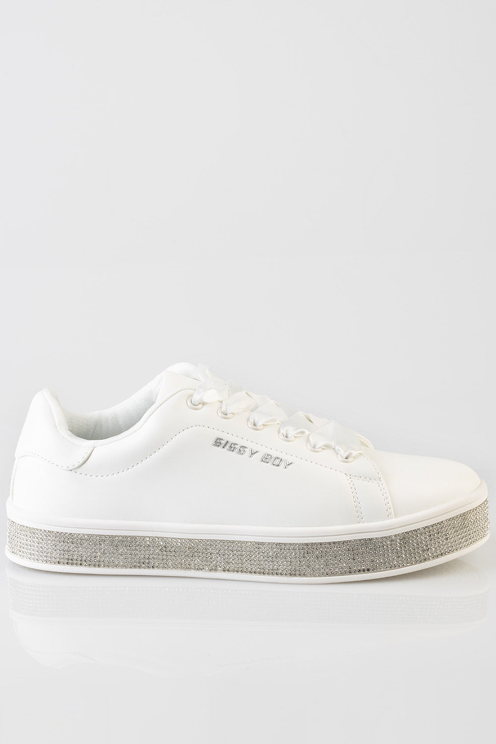 Sissy Boy Womens Sneakers with Bling In White