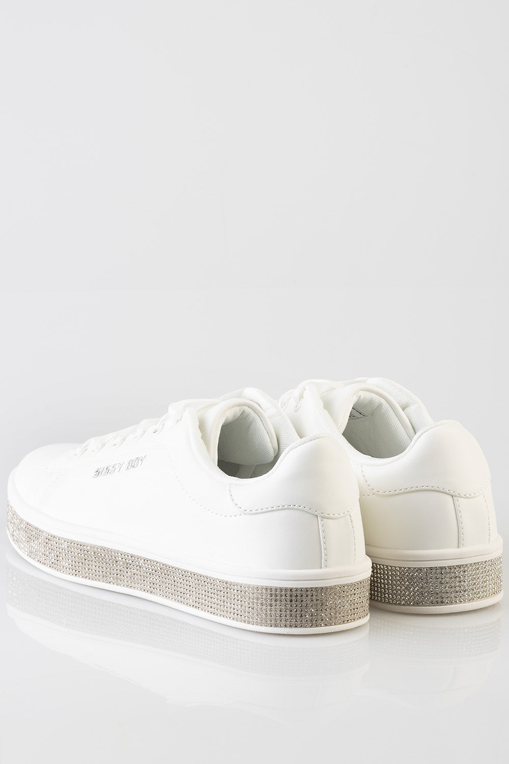 Sissy Boy Womens Sneakers with Bling In White