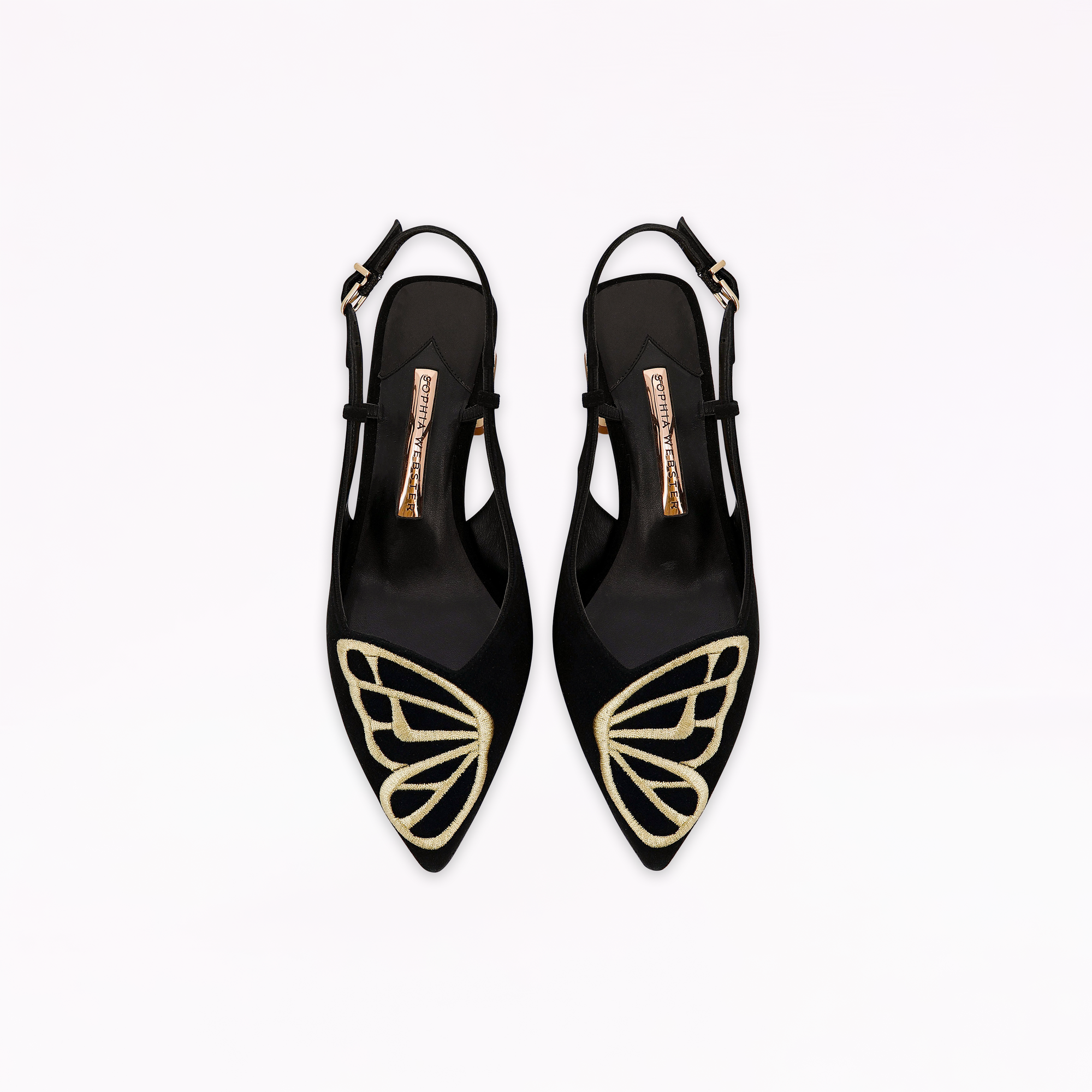 Sophia Webster Womens Butterfly Low Slingback Shoes In Black & Gold