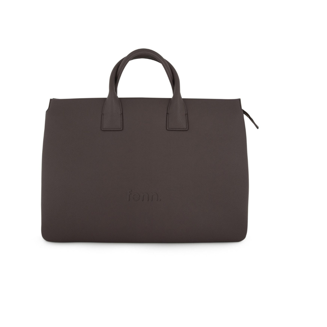 Fenn Gold Zip Laptop Bag In Chocolate