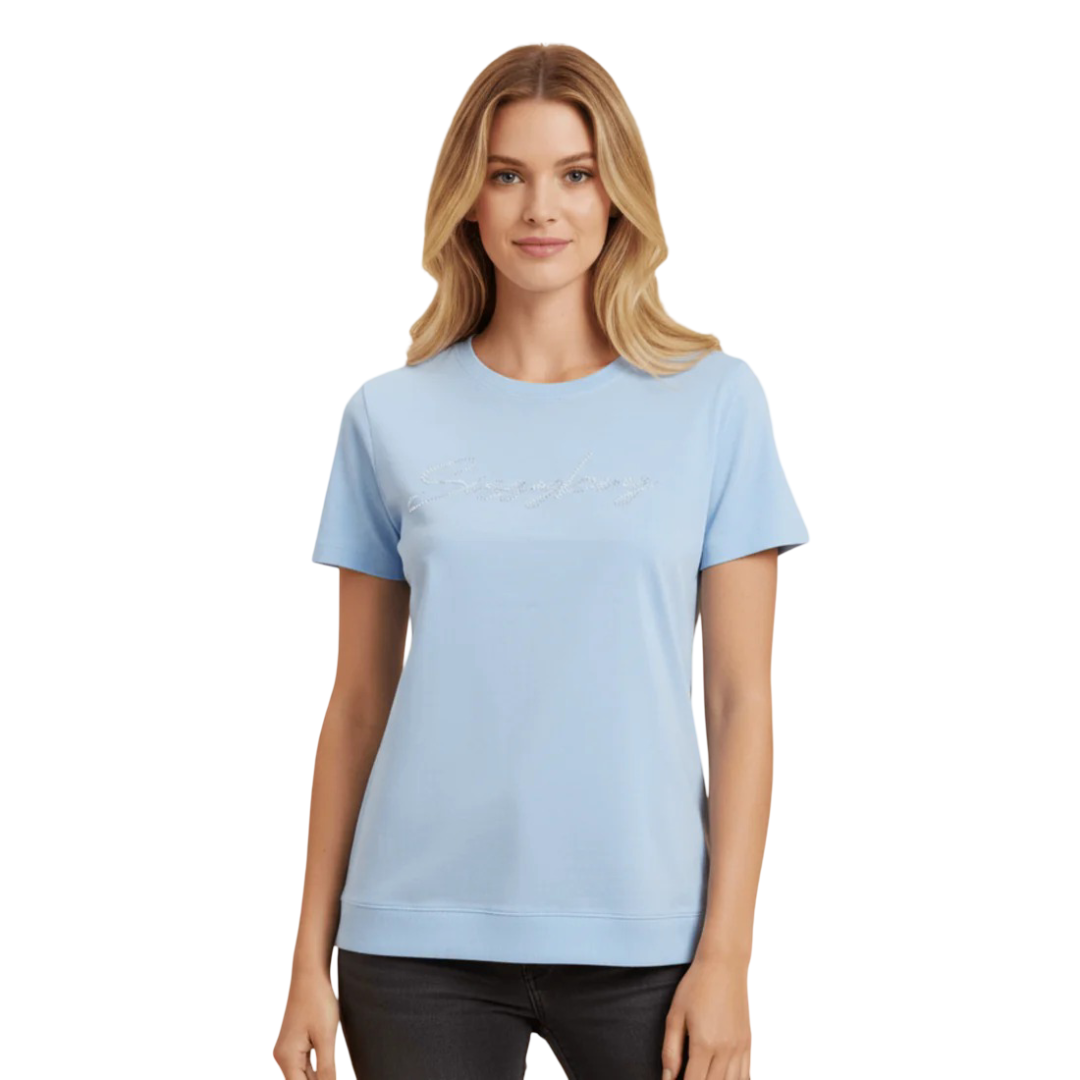Sissyboy  T-Shirts With Pearls  For Ladies In Ligtht Blue