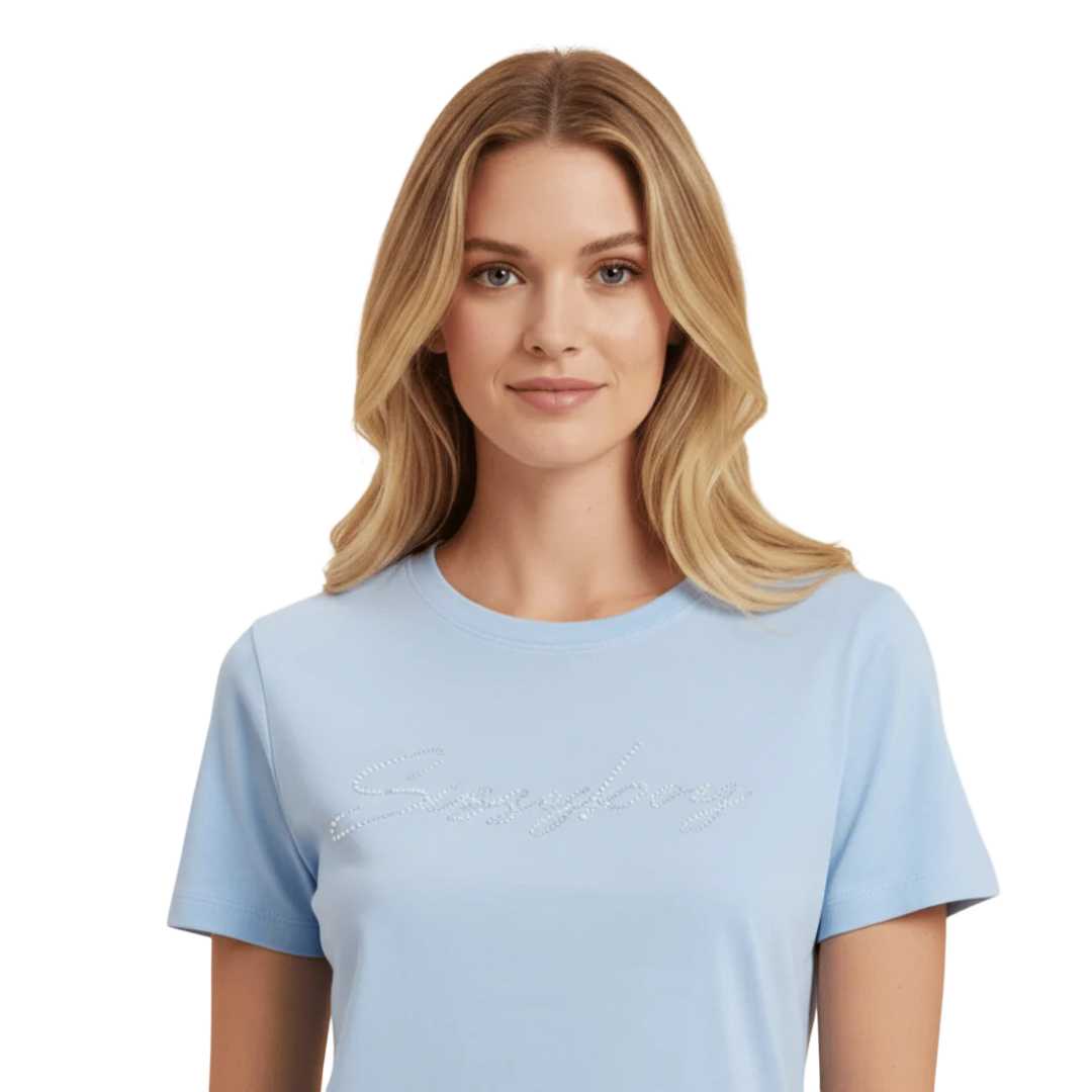 Sissyboy  T-Shirts With Pearls  For Ladies In Ligtht Blue