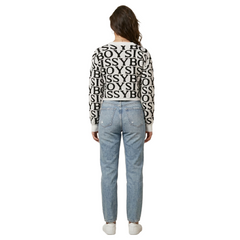 Sissyboy Womens Contrasted Logo Knit Sweater In White