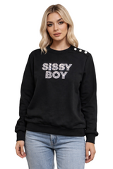 Sissyboy Womens Logo Sweat Top With Button Detail In Black