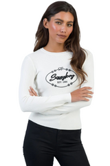 Sissy boy Womens Long Sleeve Knit Top With Branding In Off White