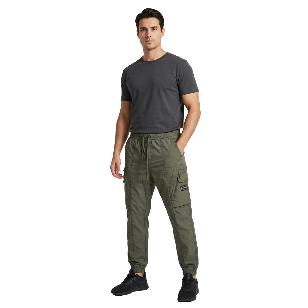 Soviet Mens Kenobi Fashion Cargo Joggers in Leaf Green