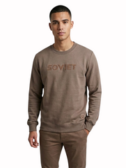 Soviet Mens Crew Neck Sweatshirt In Taupe