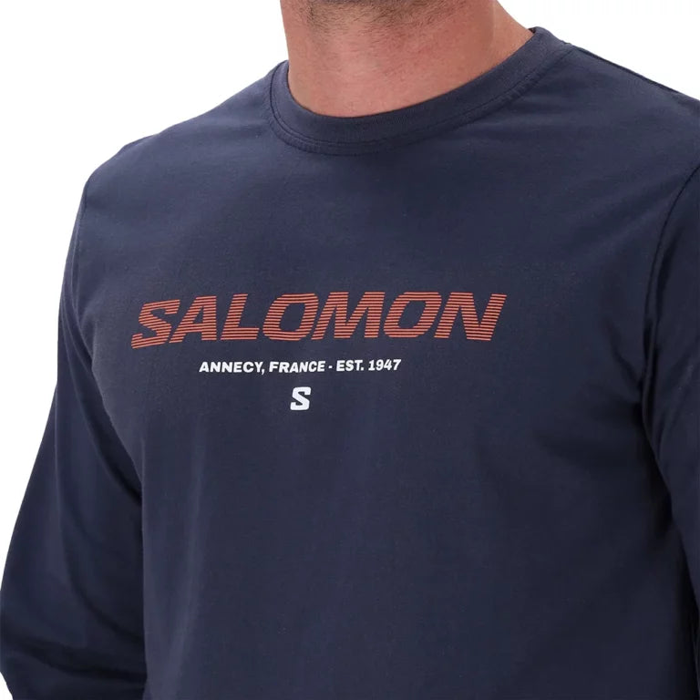 Salomon Mens Long Sleeve T-Shirt In Blue Night