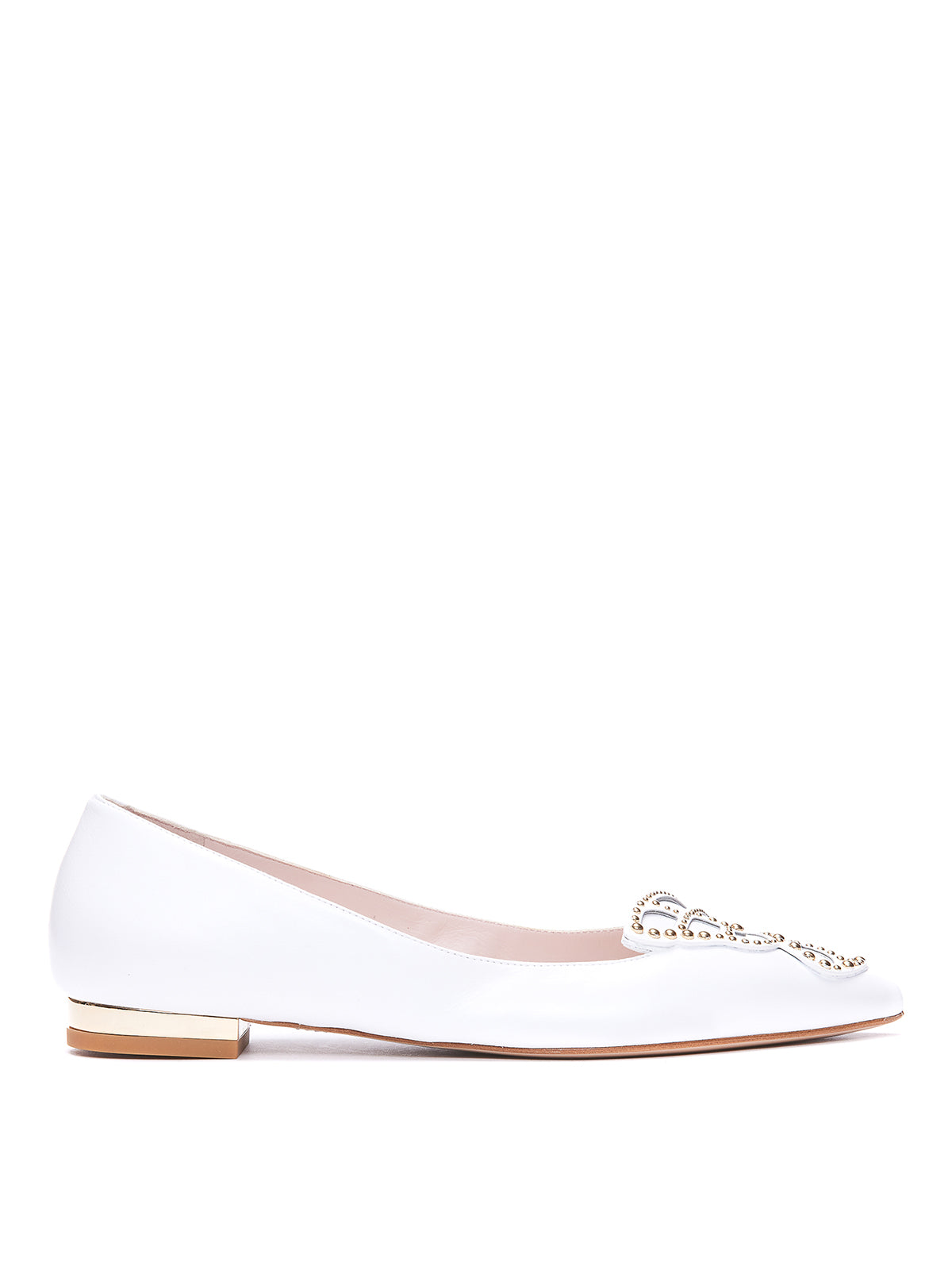 Sophia Webster Womens Butterfly Flat Shoes In White & Gold