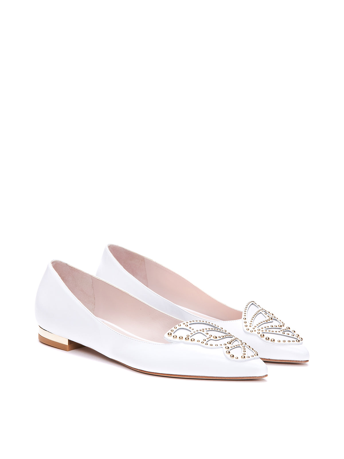 Sophia Webster Womens Butterfly Flat Shoes In White & Gold