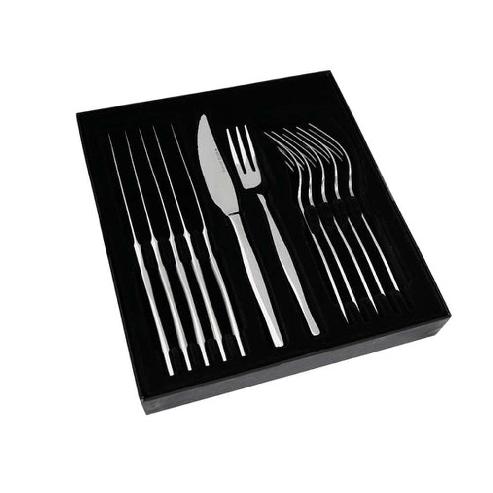 Eetrite 12 Piece Slimline Steak Sets In Silver