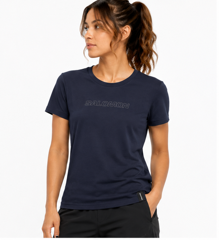 Salomon Womens Minimal Short Sleeves T-Shirt In Navy