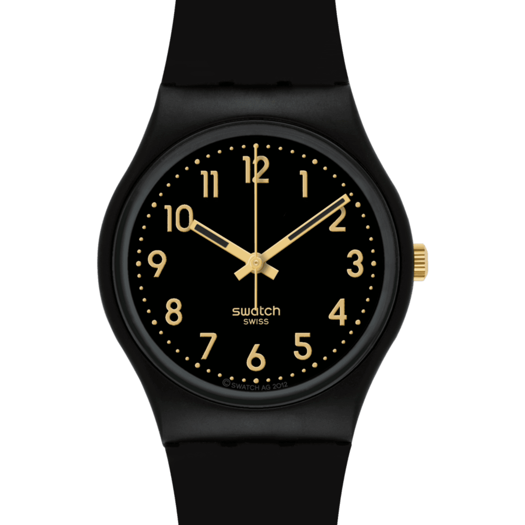 Swatch Unisex Golden Tac Watch In Black