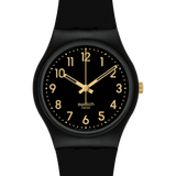 Swatch Unisex Golden Tac Watch In Black
