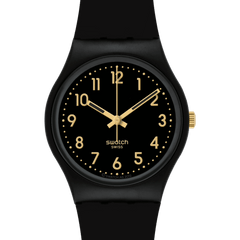 Swatch Unisex Golden Tac Watch In Black