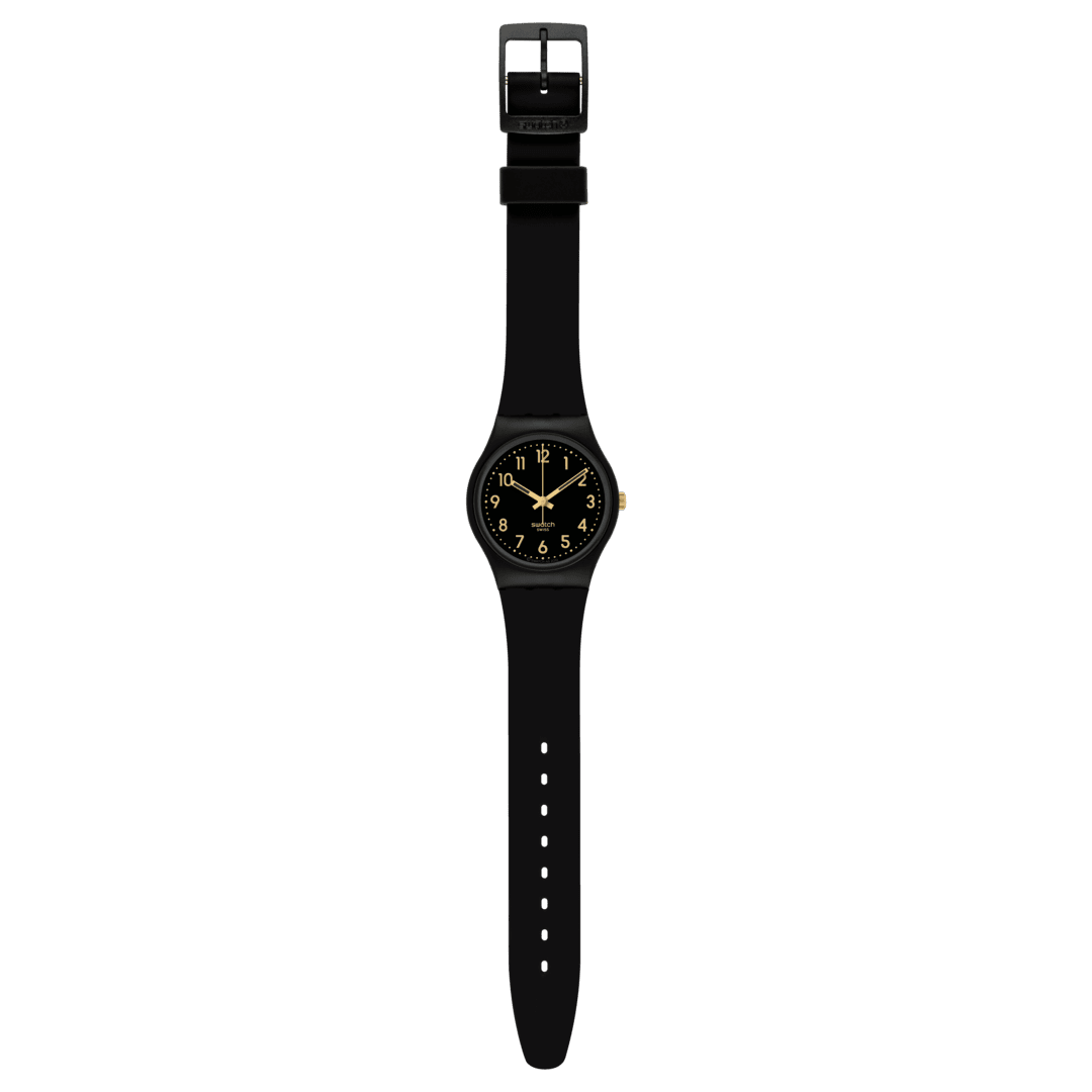 Swatch Unisex Golden Tac Watch In Black